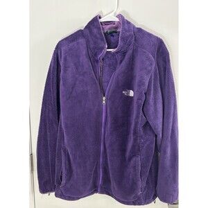 Women Purple plum fleece full zip up jacket cozy fall size 2XL